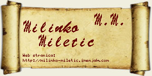 Milinko Miletić vizit kartica